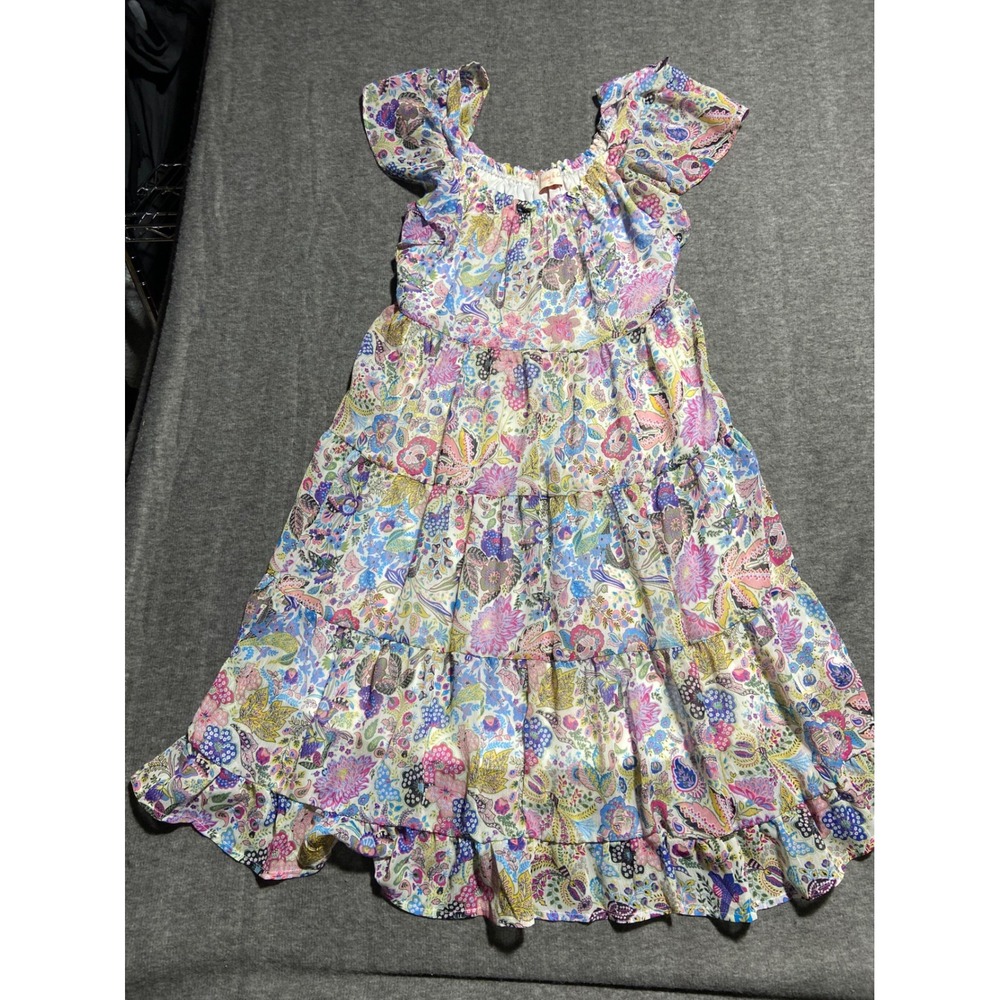 Hailey Co Dress Multicolor Floral Paisley Tiered Boho Ruffle Prairie